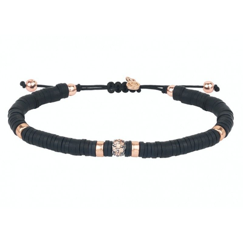 Pulsera SUNFIELD de plata, circonitas y nailon. PU062183