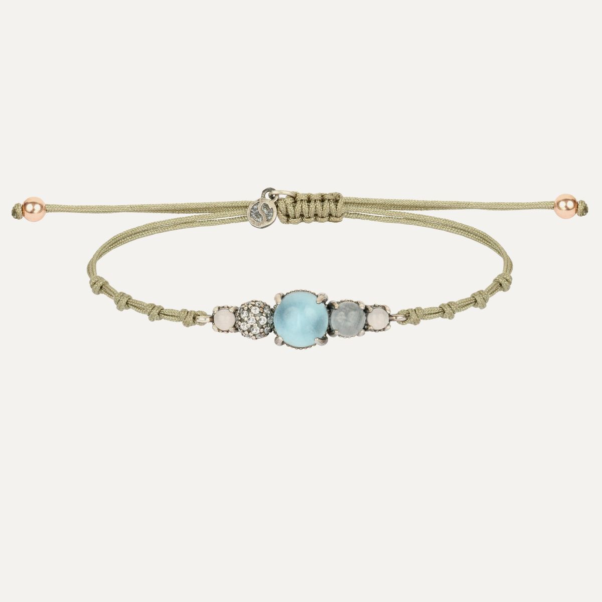 Pulsera SUNFIELD de plata Helemium Even Nailon Azul aguamarina. PU064814