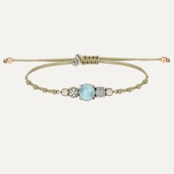 Pulsera SUNFIELD de plata Helemium Even Nailon Azul aguamarina. PU064814