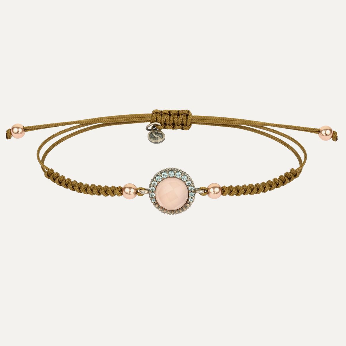 Pulsera SUNFIELD Plata, Zirconitas, Cuarzo Rosa, Nailon. PU064780/15