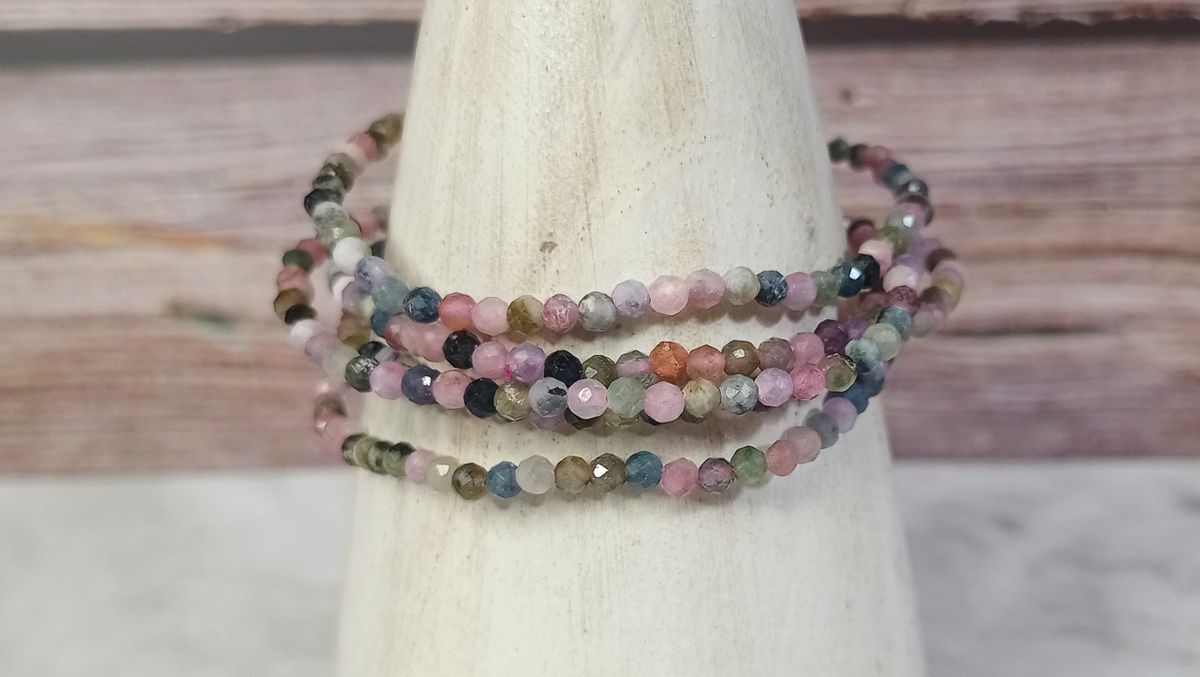 Pulsera Turmalina multicolor facetada 3 mm