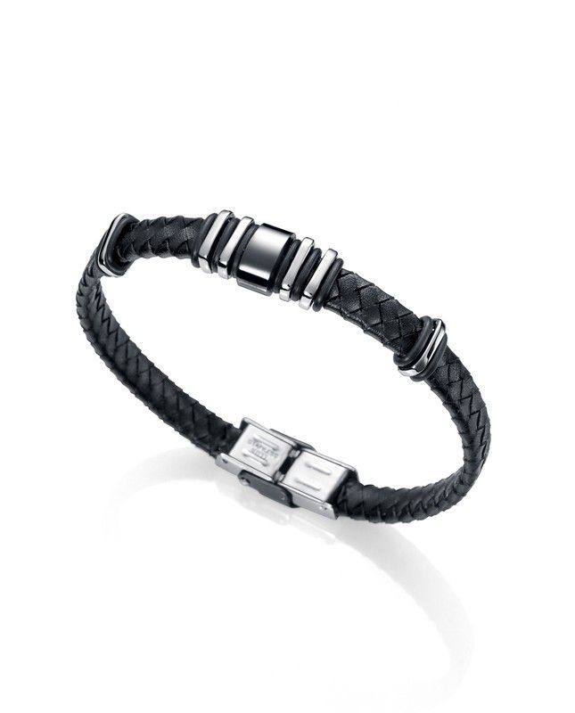 Pulsera Viceroy con cuero trenzado negro