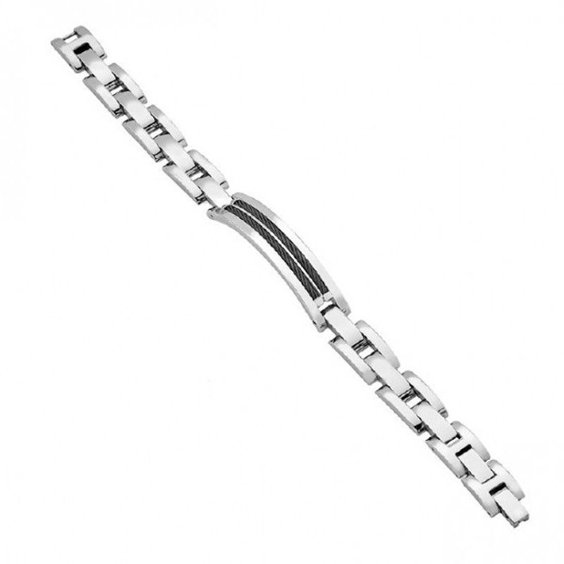 Pulsera Xernus Acero 1080-AA Esclava Con Placa Circonitas Negras