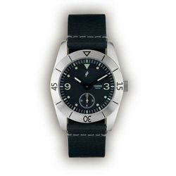 R1B2 Reloj Plata de Palo esfera negra y correa cuero negro