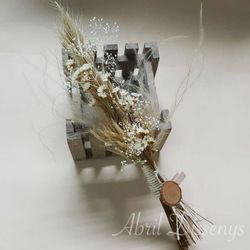 Ramillete de Flor Seca con Rodaja Madera