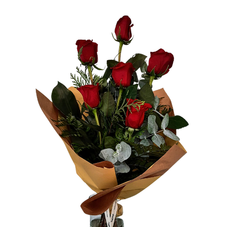 RAMO DE  6 ROSA ROJA