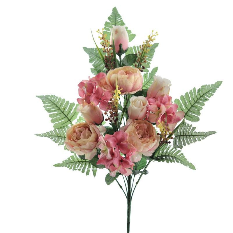 Ramo Flores Santos Peonia Hortensia 52 Cm Alta Calidad