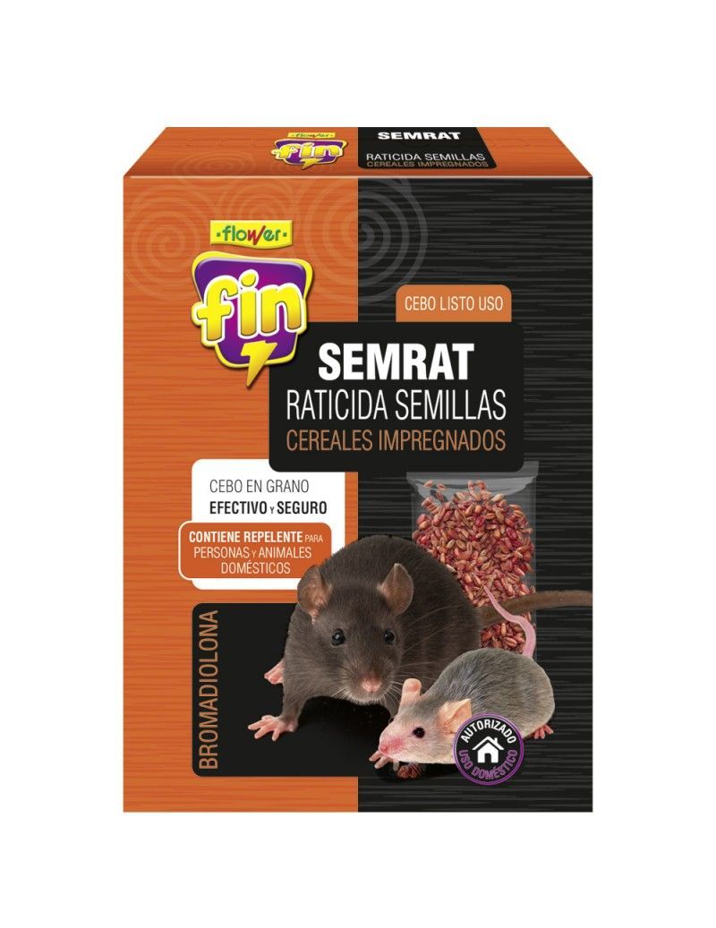 Raticida, cebo en semillas de cereales impregnados para ratas y ratones.