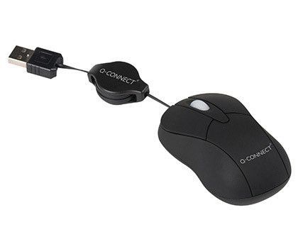 Raton Q-Connect Mini Optico 800 Dpi Retractil Usb 1,5 Ghz Negro