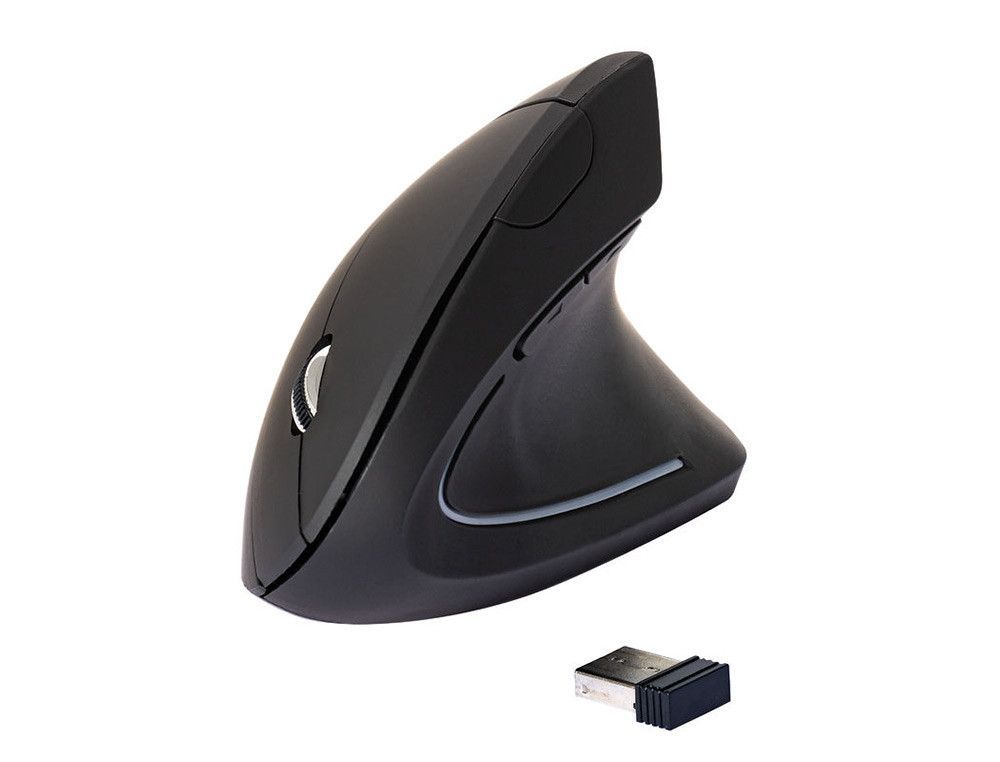 Raton q-connect optico inalambrico ergonomico vertical pilas aaa negro