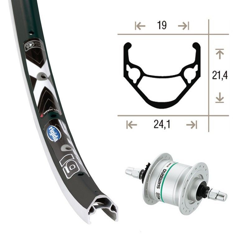Rd 24x1.75din.d.ejedh3n20plat.ri.36ab. Rigida x-star 19 neg./Plat. Radios niro