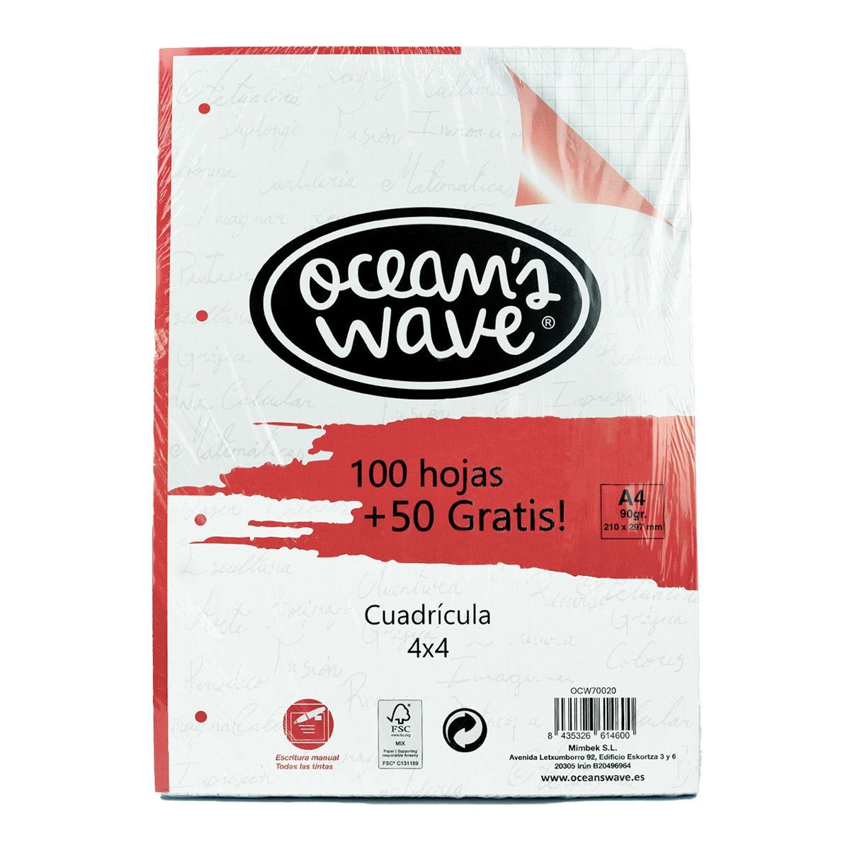 Recambio de hojas cuadriculadas. 100 hojas + 50 GRATIS