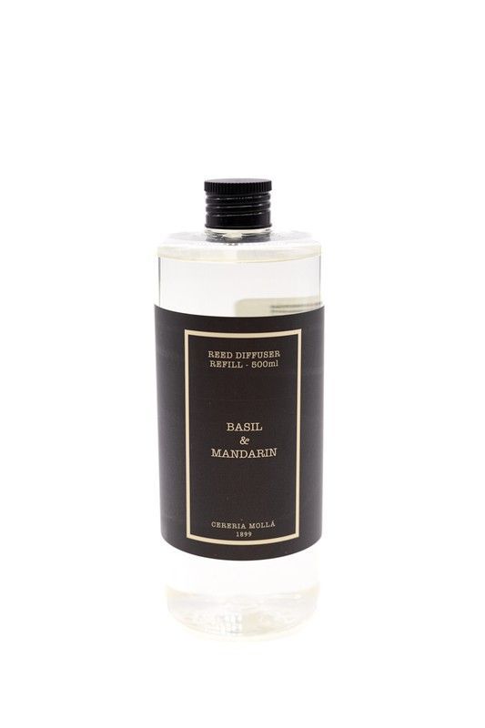 Recambio de mikado ambientador 500 mL. Basil & Mandarin. Colección Boutique CERERIA MOLLA 1899