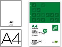 Recambio Liderpapel A4 100 Hojas 100G/M2 Liso Sin Margen 4 Taladros