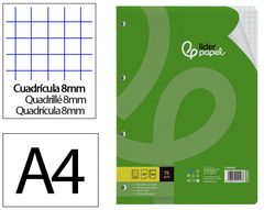 Recambio liderpapel A4 100 hojas 75gr cuadro 8mm con margen 4 taladros