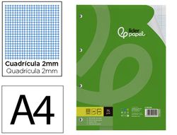 Recambio liderpapel A4 100 hojas 75gr milimetrado 2 mm sin margen 4 taladros