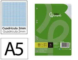 Recambio liderpapel din A5 100 hojas 75 gr milimetrado sin margen 6 taladros