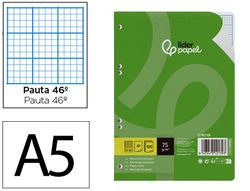 Recambio liderpapel din A5 100 hojas 75gr rayado nş 46 6 taladros