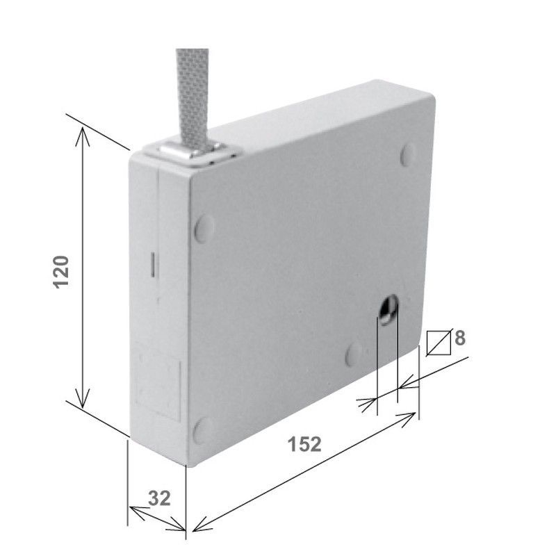 Recogedor / Torno con 5 m. cinta gris de 14 mm. - superfície - SIN MANIVELA