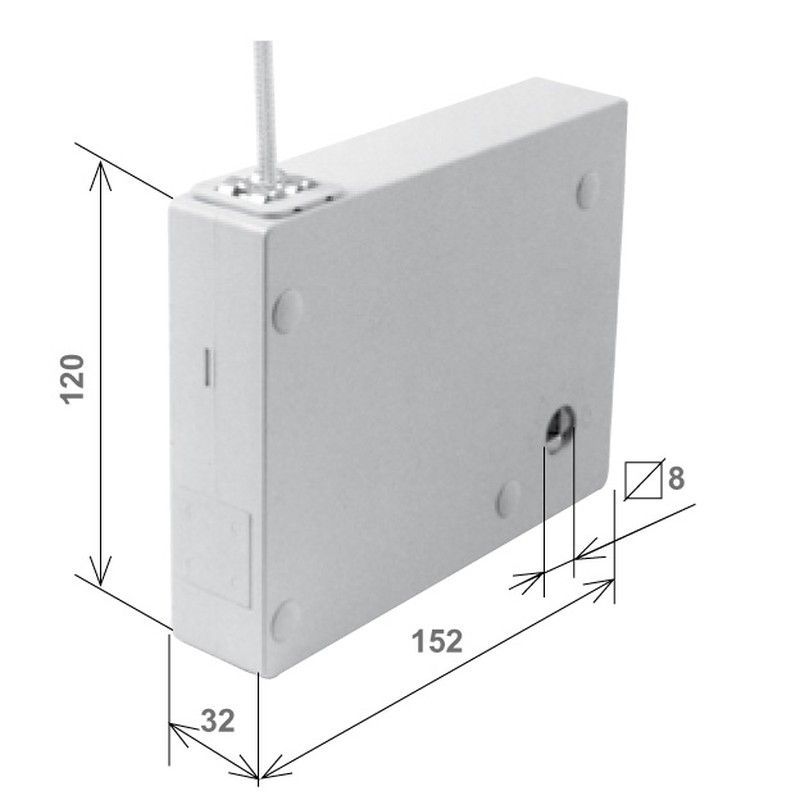 Recogedor / Torno con 5 m. CORDON Ø 4 mm. blanco - superfície - SIN MANIVELA