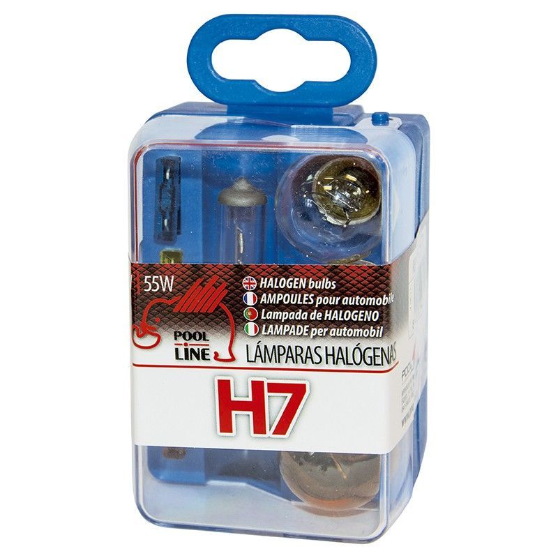 Ref.ant-464.H7 - ESTUCHE RESPUESTOS H7 12V : H7 / STOP AMBAR / PILOTO R5W / WEDGE W5W / 4 FUSIBLE