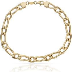 Ref,PU213 Pulsera oro de 18k de hombre semihueca modelo de eslabónes 1x1 cierre mosquetón