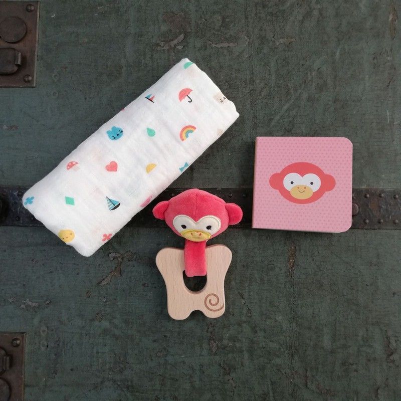 Regalos para bebés organico mono petit collage