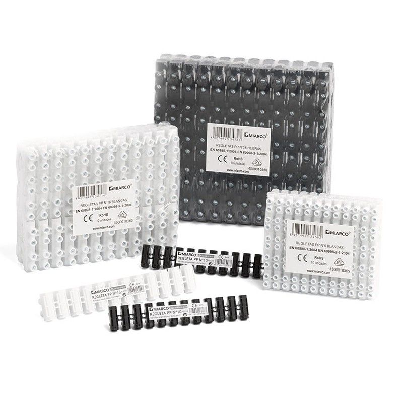 Regleta Conexion 16 Mm Negra Pack10Un