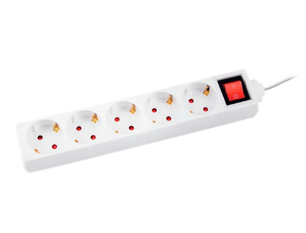 Regleta q-connect 5 tomas de corriente con interruptor longitud cable 1,5 mt color blanco