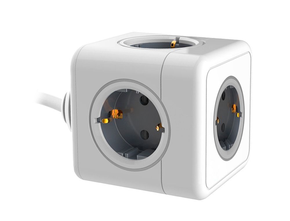 Regleta q-connect de cubo enchufe multiple power cube 5 en 1 cable de 1,4 mt 5 tomas de corriente 75x75x112mm