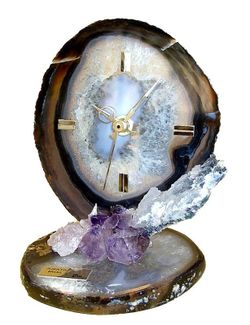 Reloj agata gris sobre base agata pequeño