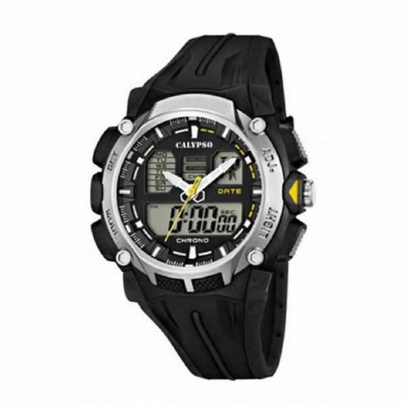 Reloj calypso ana-digi de hombre con correa de caucho negra