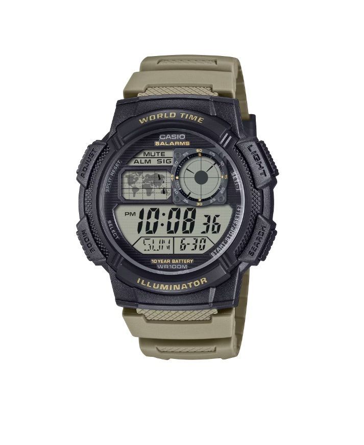 Reloj casio digital AE-1000 con hora universal en color verde