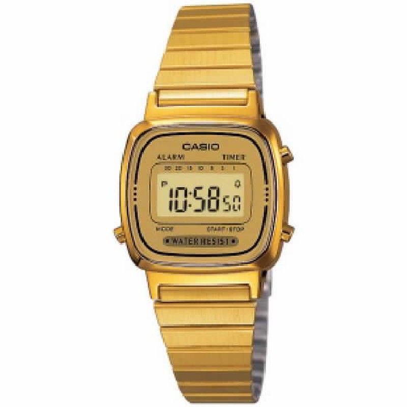 Reloj casio digital mujer vintage LA670 chapado dorado y esfera dorada