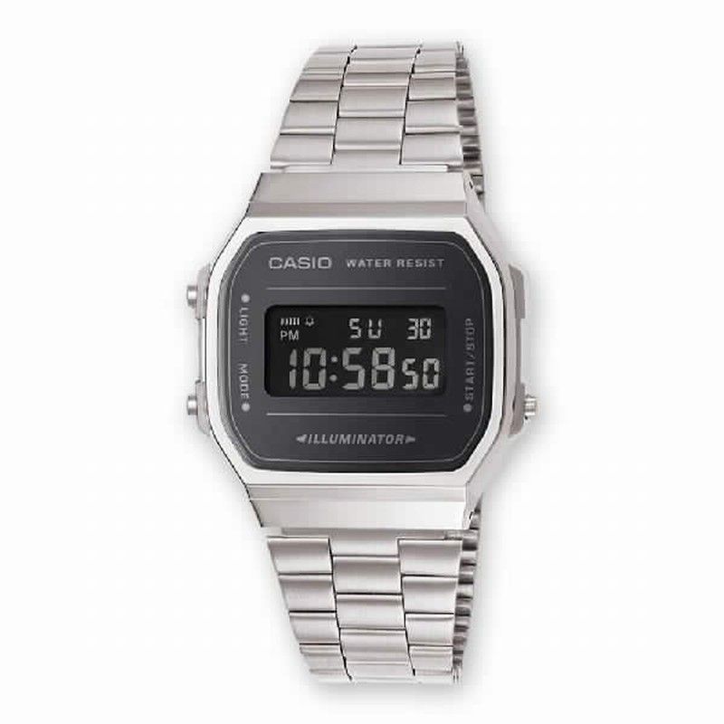 Reloj casio digital vintage unisex con efecto espejo negro