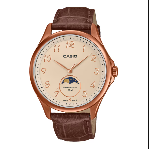 Reloj Casio Hombre MTP-M110RL-5AV Acero Rose Piel Marrón Analógico