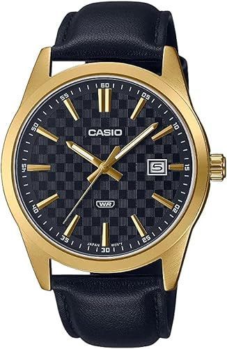 Reloj Casio Hombre MTP-VD03GL-1A Piel Negra Acero Dorado Analógico