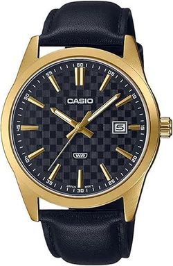 Reloj Casio Hombre MTP-VD03GL-1A Piel Negra Acero Dorado Analógico