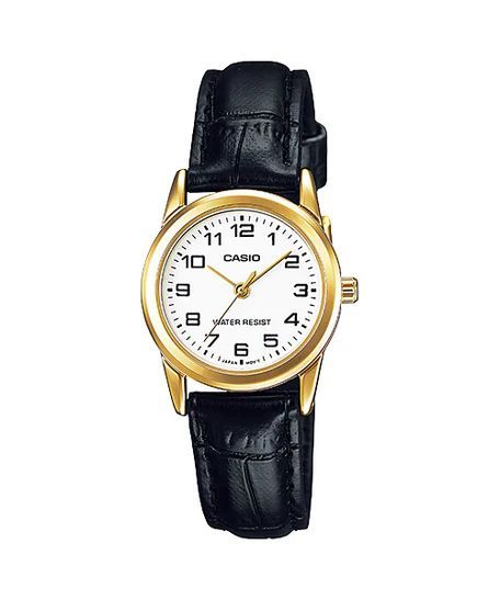 Reloj Casio Mujer LTP-V001GL-7B Piel Negra Acero Dorado Analógico