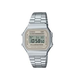 Reloj casio unisex digital plateado A168WA con esfera Beige