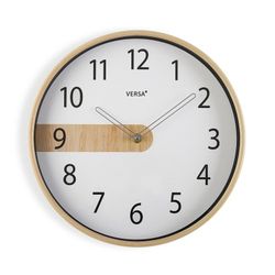 Reloj cocina pared blanco detalle madera 30,5 cm