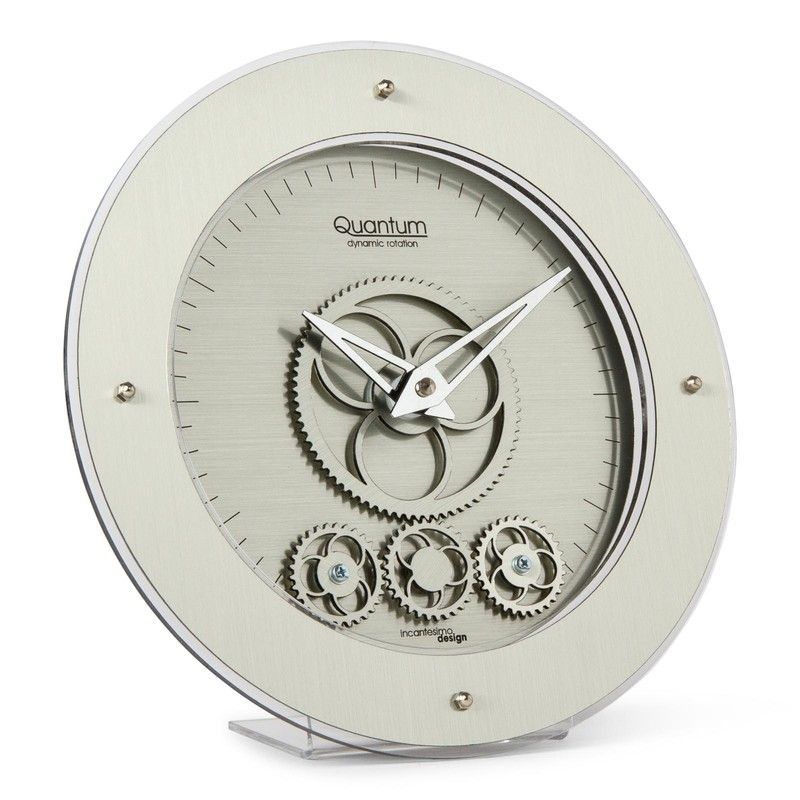 Reloj de mesa Quantum 405 M de metacrilato plata Ø24 cm