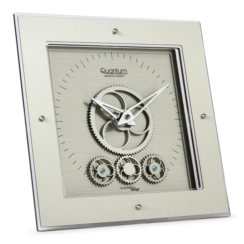 Reloj de mesa Quantum 406 M de metacrilato plata, 24x24 cm