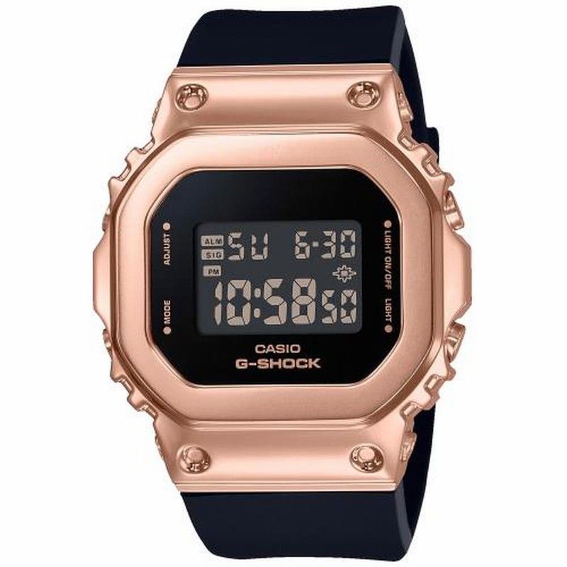 Reloj de mujer Casio cuadrado con correa negra y caja rosada