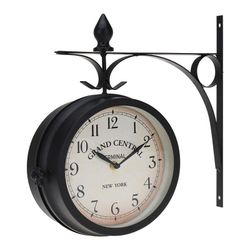 Reloj de pared doble cara Reloj Estacion Metal 33Cm. Negro