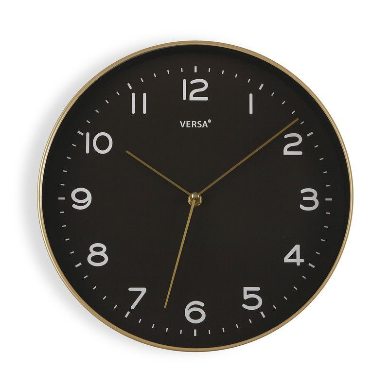 Reloj decolrativo marco dorado fondo negro, colección clasica