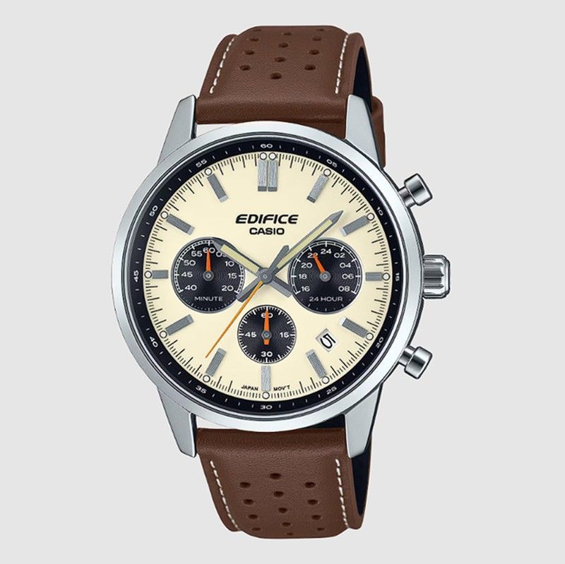 Reloj Edifice Casio Hombre EFR-575L-7AER Piel Marron Esfera Beige