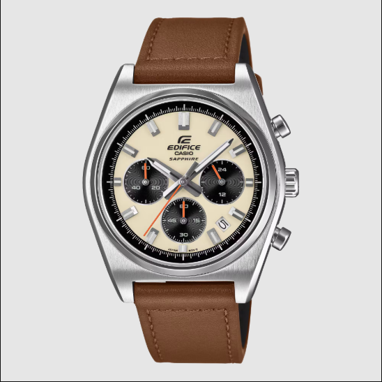 Reloj Edifice Hombre EFB-730L-7AV Piel Marrón Acero Cronógrafo Analógico