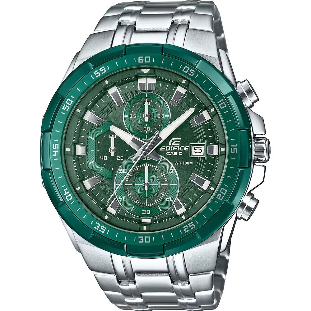 Reloj Edifice Hombre EFR-539DE-3AV Cronógrafo Acero Plateado Bicolor Verde