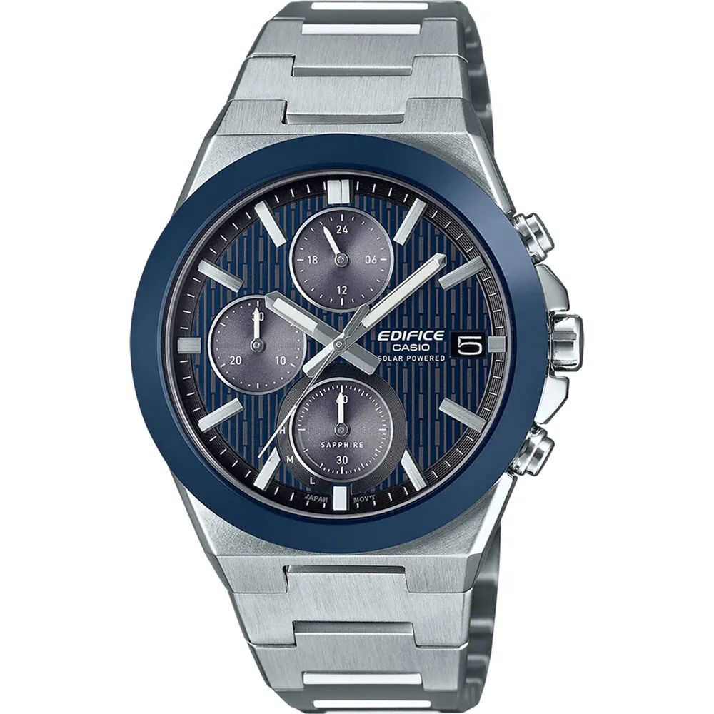 Reloj Edifice Hombre EFS-S650D-2A Cronógrafo Solar Acero Plateado Bicolor Azul